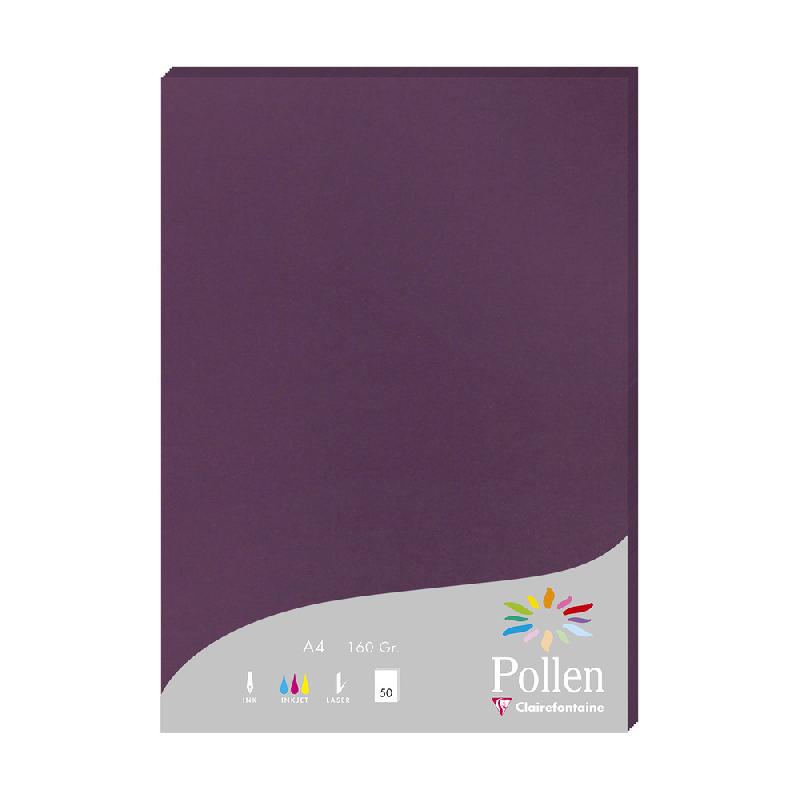 ETUI DE 50 FEUILLES POLLEN 210X297MM 160G/M2 - CASSIS - LOT DE 2