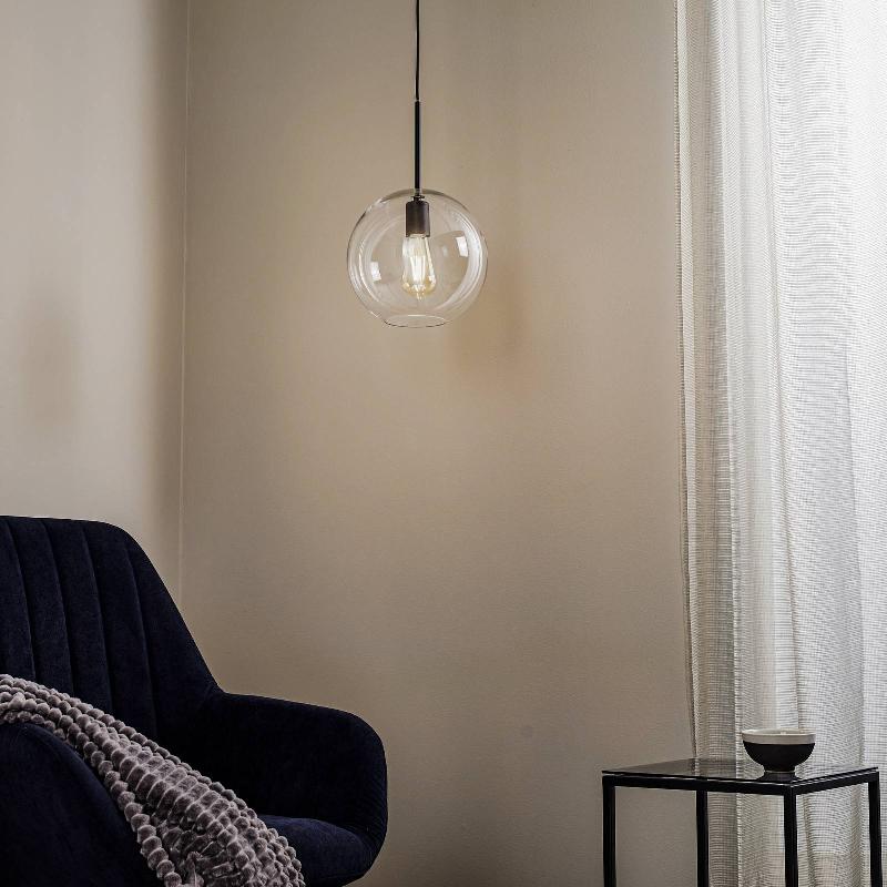 EULUNA SUSPENSION SPHERE L AVEC ABAT-JOUR EN VERRE