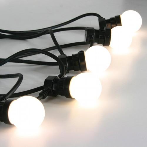 GUIRLANDE LED B22 MOULÉES X12 FIXE - CÂBLE NOIR 10M - BLANC CHAUD FESTILIGHT