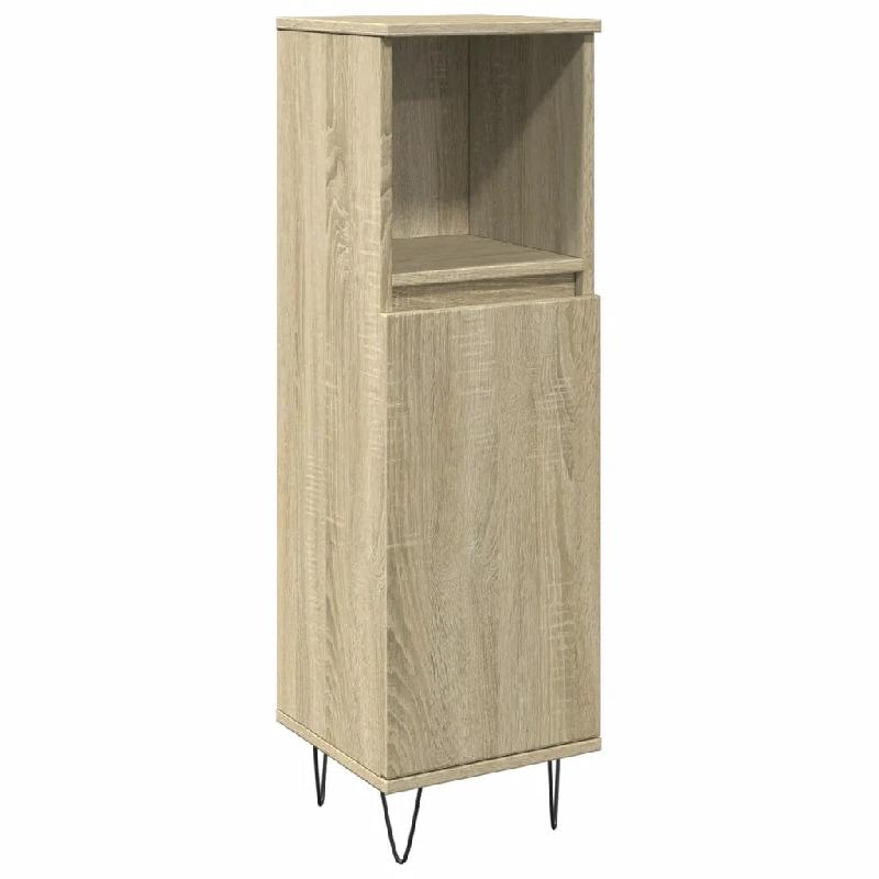 Helloshop26 - Armoire de salle de bain rangement 30 x 30 x 100 cm avec 3 compartiments style moderne en bois d'ingénierie chêne 02_0049714 - Bois ma_0