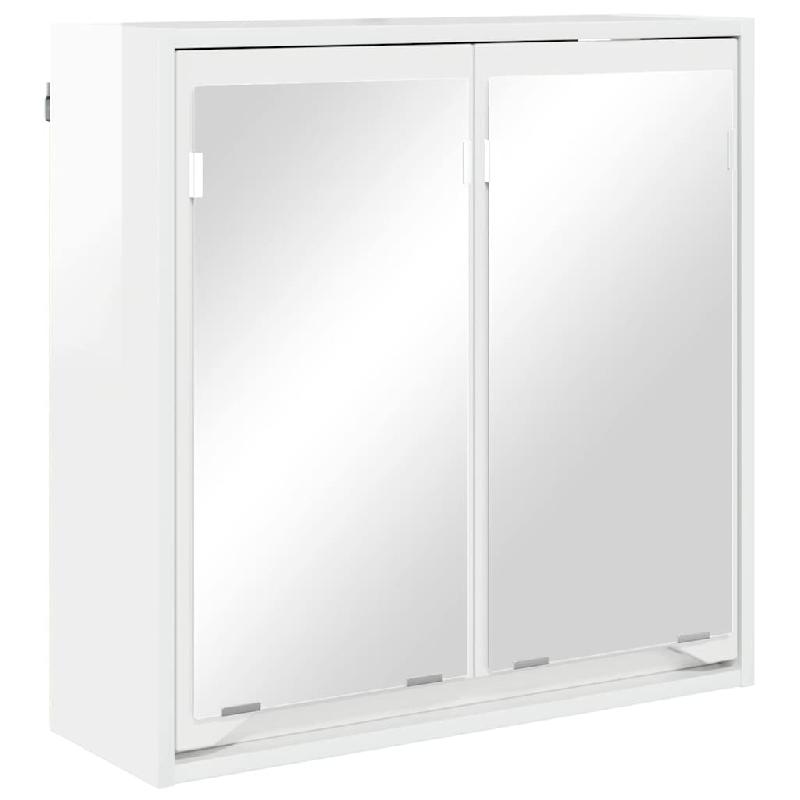 Helloshop26 - Armoire miroir moderne petite salle de bain 60 x 20 x 60 cm grande capacité en bois d'ingénierie blanc brillant 02_0054585 - blanc ver_0