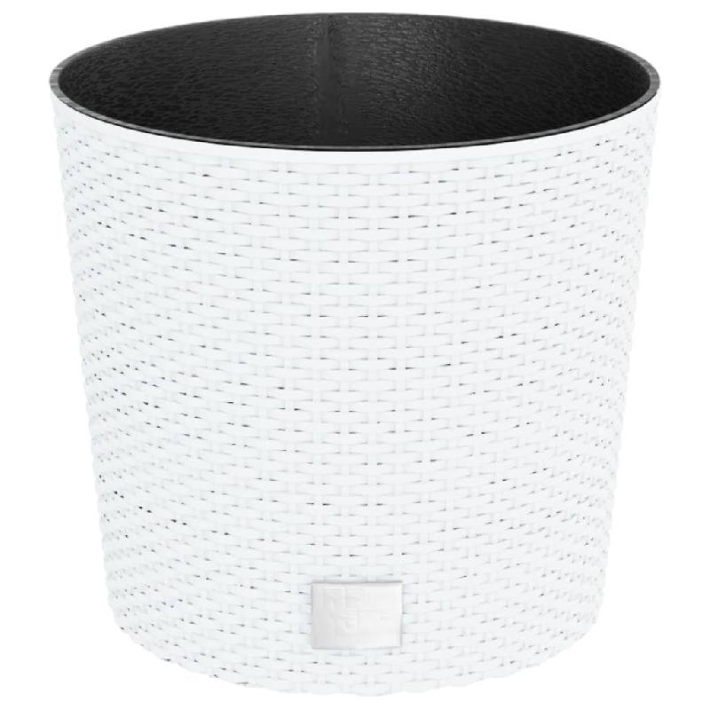 Helloshop26 - Jardinière bac lit surélevé plantes fleurs terrasse jardin et intérieur amovible 15 /15,3 L rotin PP blanc 02_0038601 - 3000217759859_0