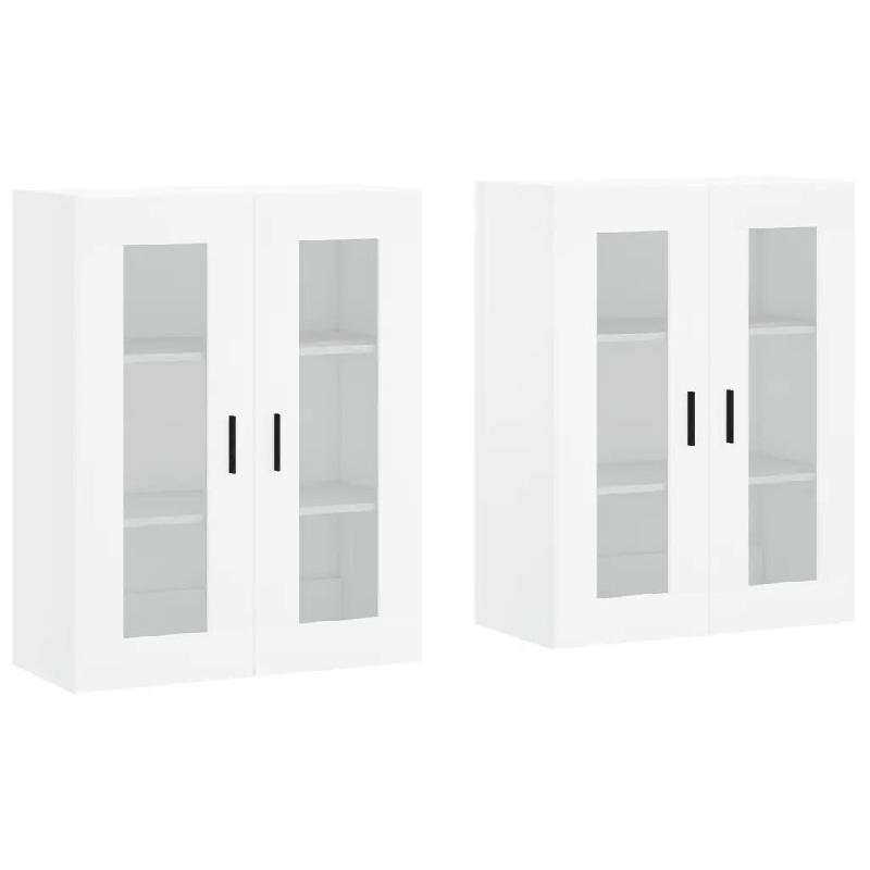 Helloshop26 - Lot de 2 armoires murales pratiques rangement 69,5 x 34 x 90 cm en bois d'ingénierie blanc 02_0055439 - blanc verre 3000239004340_0