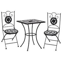 Helloshop26 - Meuble de bistro mosaïque 3 pièces carreaux céramiques noir/blanc  02_0014508 - 3000135371539_0