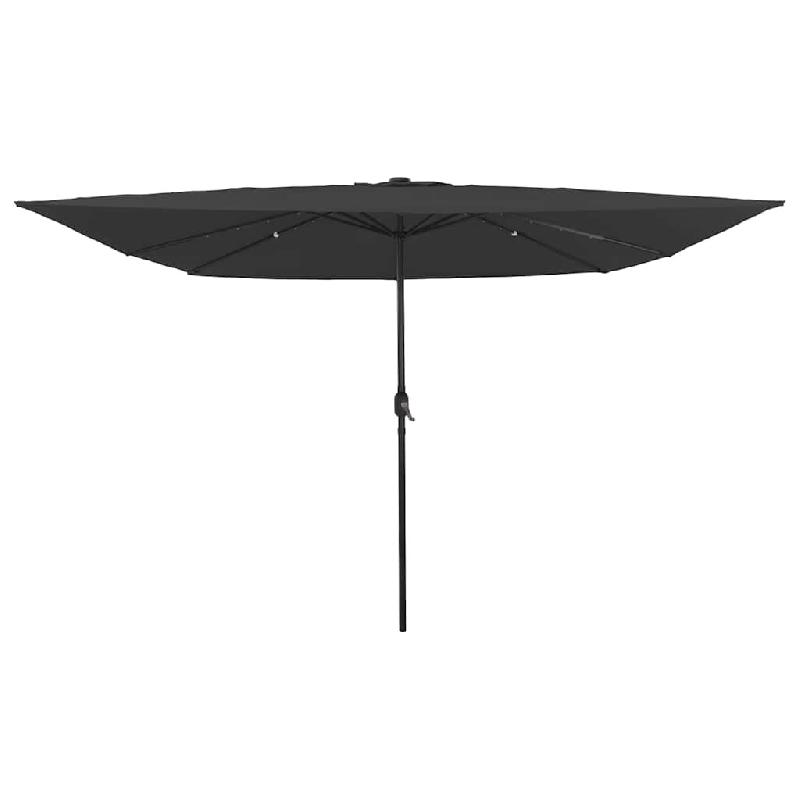 Helloshop26 - Parasol de jardin moderne pliable 295 x 295 x 245 cm ambiance cosy avec LED en polyester anthracite 02_0058805 - acier 3000240784439_0