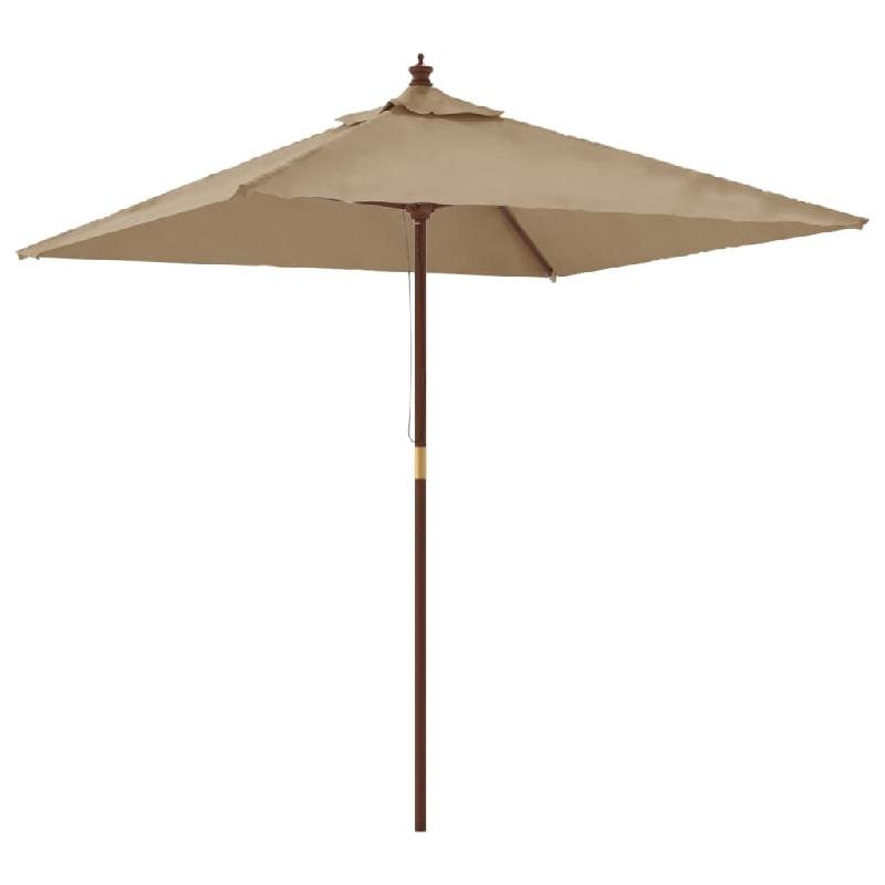 Helloshop26 - Parasol mobilier de jardin avec mât en bois 198 x 198 x 231 cm taupe 02_0008358 - Bambou 3000446682720_0