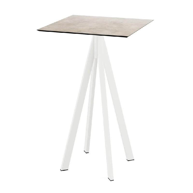 Infinity mange-debout avec piètement blanc + plateau HPL Moonstone 70x70 cm_0