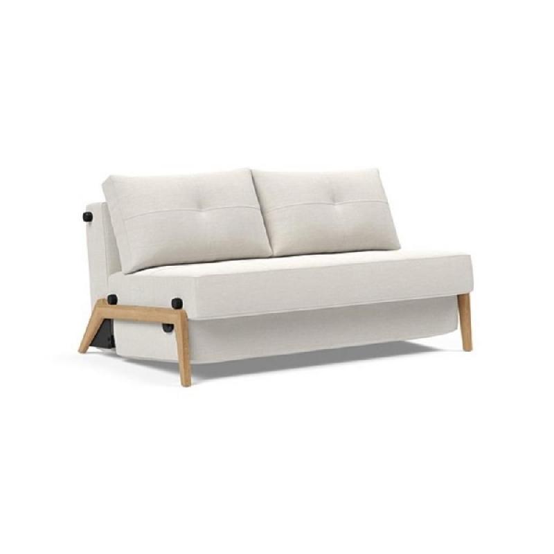 Innovation Living - Canapé design Cubed Wood 02 convertible lit 160x200 cm - Tissu Vivus Dusty Off White_0