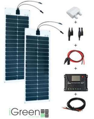 Kit solaire flexible 100W 12V pour van, camping-car, bateau - panneaux monocristallins à haut rendement_0