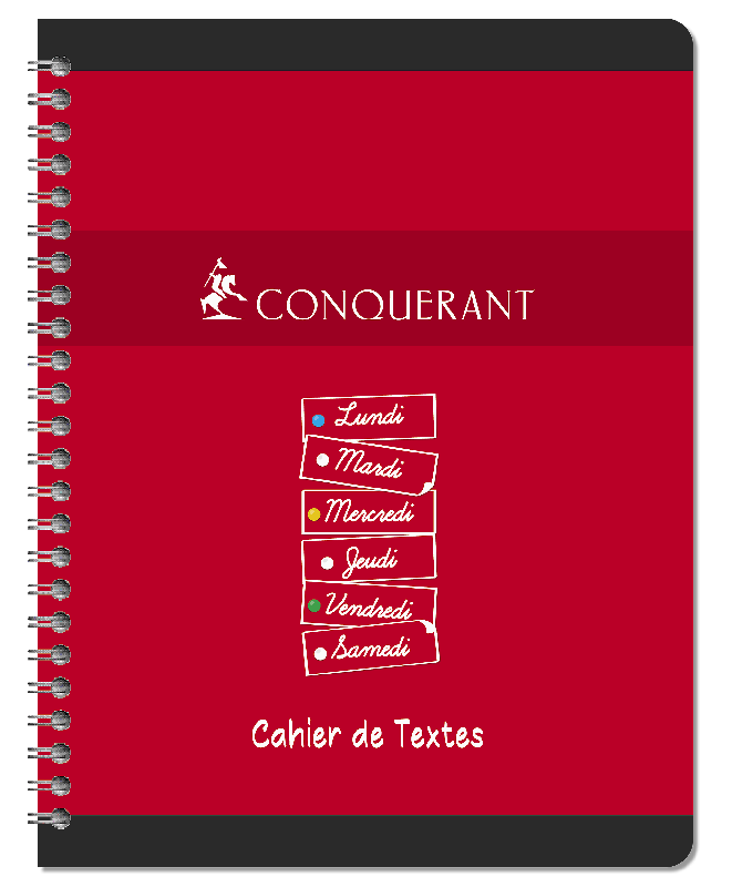 LOT DE 10 - CAHIER DE TEXTES CONQUERANT 7 INTEGRALE 170X220 148P 70G SEYES ASSORTI