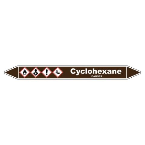 LOT DE 3 - MARQUEUR DE TUYAUTERIE - CYCLOHEXANE - NFX 08-105 - VINYLE LAMINÉ 355 X 37 MM