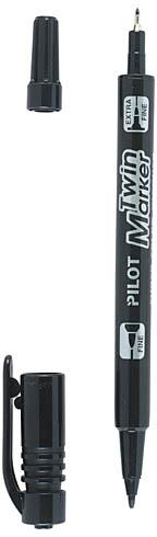 LOT DE 2 - MARQUEUR PERMANENT PILOT TWIN MARKER BEGREEN POINTE PINCEAU DE 0,8 ET OGIVE DE 2 MM NOIR