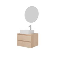 MOB-IN Ensemble meuble simple vasque SORRENTO 60cm + vasque + robinet + miroir - marron 3701606505223_0