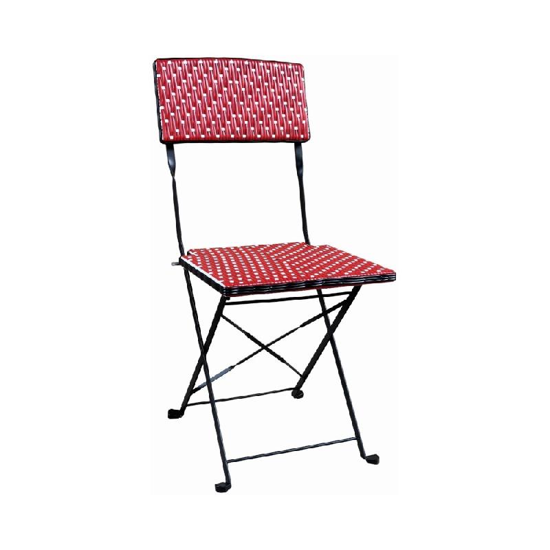 Opera - chaise pliante en métal noir avec assise et dossier tressage wicker bicolore - Stamp_0