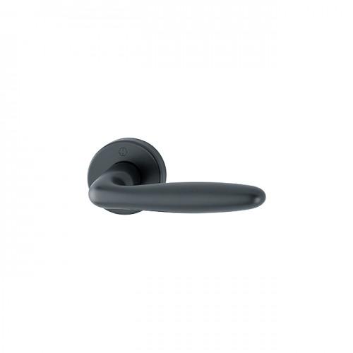 POIGNÉES DE PORTE SUR ROSACES RONDES VERONA - ALUMINIUM NOIR MAT - BEC-DE-CANE HOPPE