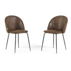 RATTATAN Lot de 2 chaises d’intérieur en similicuir, pieds en métal, design élégant pour cuisine, salle à manger, bar et restaurant – Sara â€_0