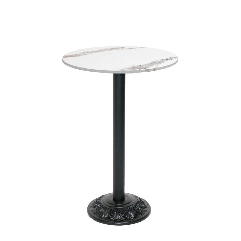 RestooTab - Mange-debout Versailles Ø50cm décor marbre blanc - blanc fonte TB-VRSFF-R50M-MB.BLA_0