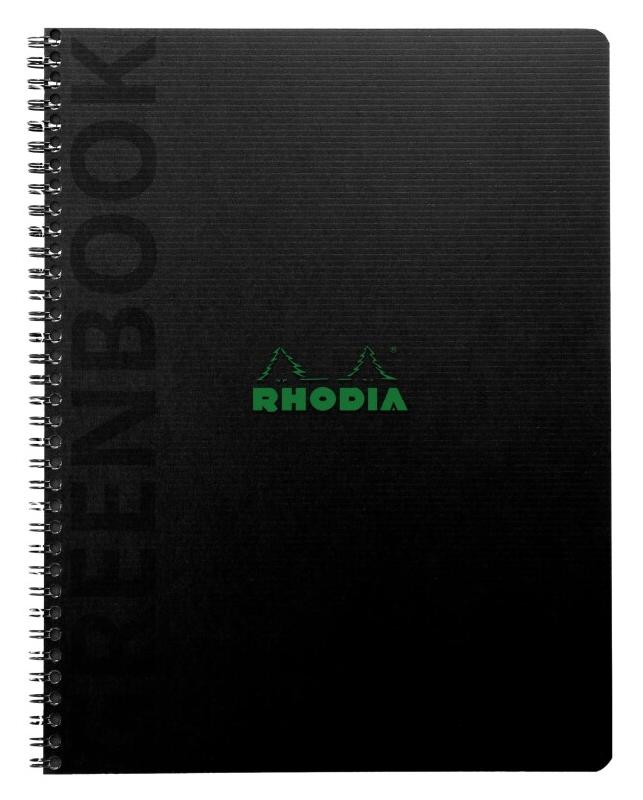 RHODIA Lot de 5 Greenbook A5+, 160p./80 feuilles microperforées 90 g/m² reliure intégrale, perf. 6 trous, couv. Carte rigide recyclée, ligné + ca_0