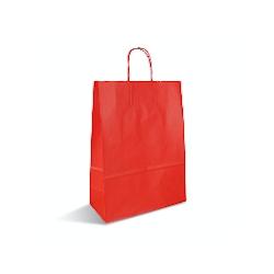 Déstockage // Sac papier poignées torsadées rouge 21+9x28 cm - Vendu par 300 - 3760365406066_0