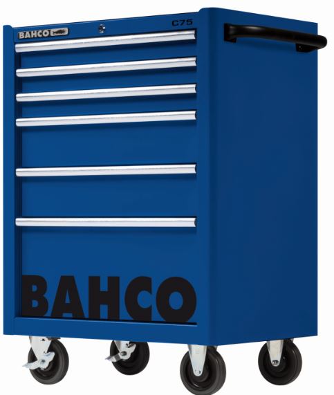 Servante classique C75 avec 6 tiroirs - bleu, 986 mm x 501 mm x 763 mm - Système Lock&Go - 1475K6BLUE_0