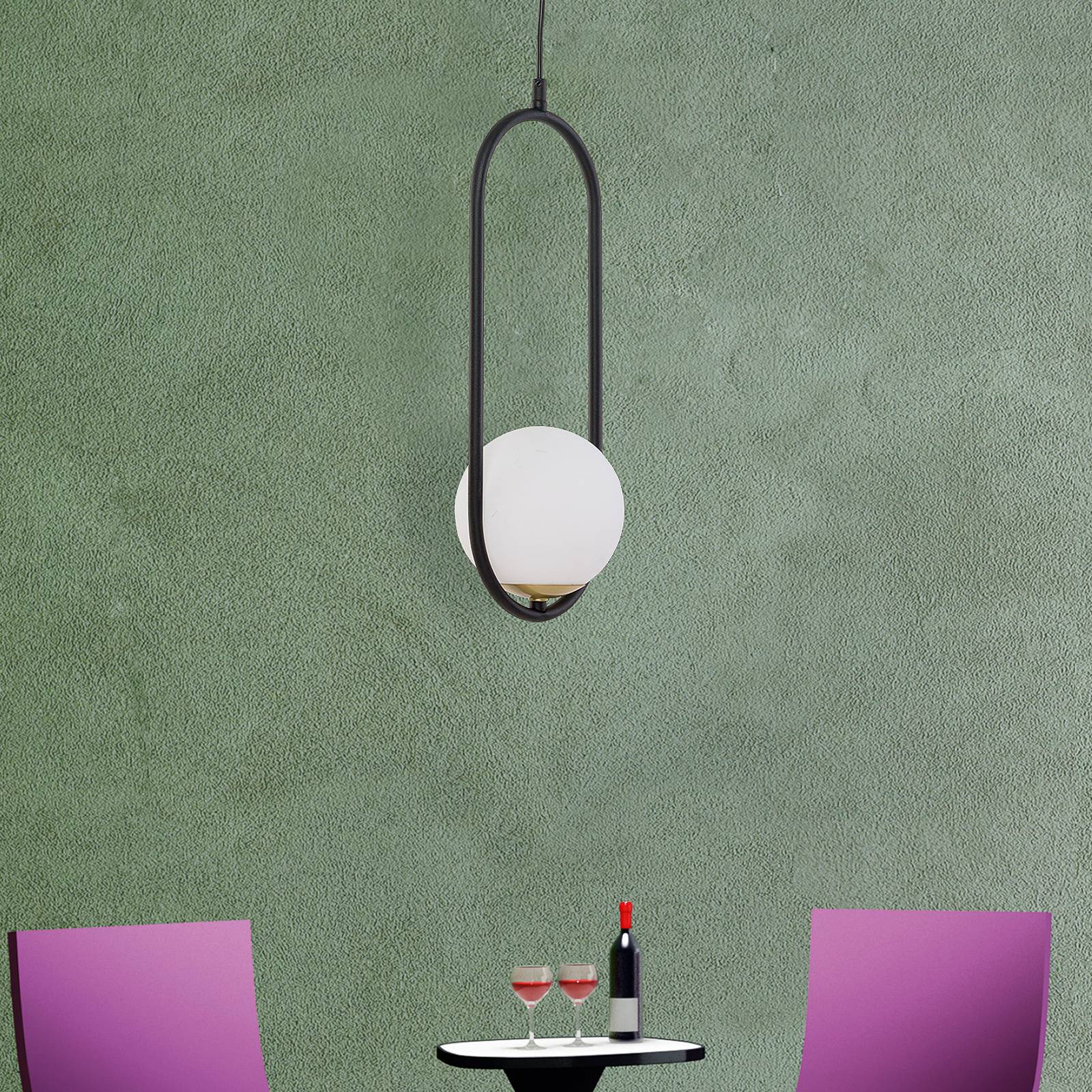 JUPITER SUSPENSION SAMBA, VERRE OPALE/NOIRE À 1 LAMPE