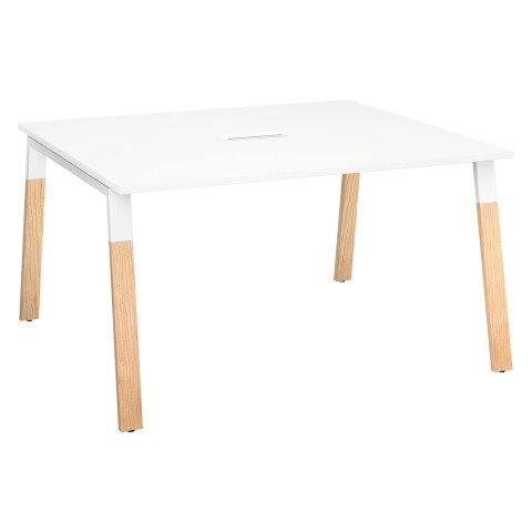 TABLE DE RÉUNION MODULABLE ECLA BLANC L 140 X P 126 PIÈTEMENT MÉTAL ET BOIS