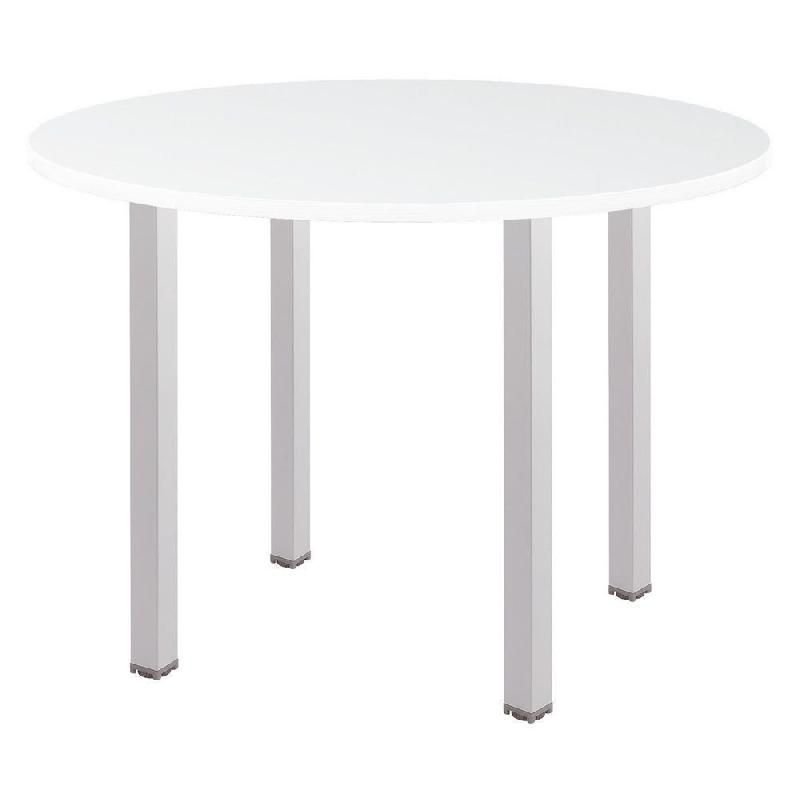 TABLE RONDE ACTUAL L. 100 X 100 CM - PLATEAU BLANC - 4 PIEDS CARRÉS ALUMINIUM