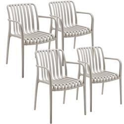 TecTake GmbH tectake Chaises de jardin ALCUDIA empilables et résistantes aux intempéries - taupe, Lot de 4 - 406046 - gris plastique polypropylène_0
