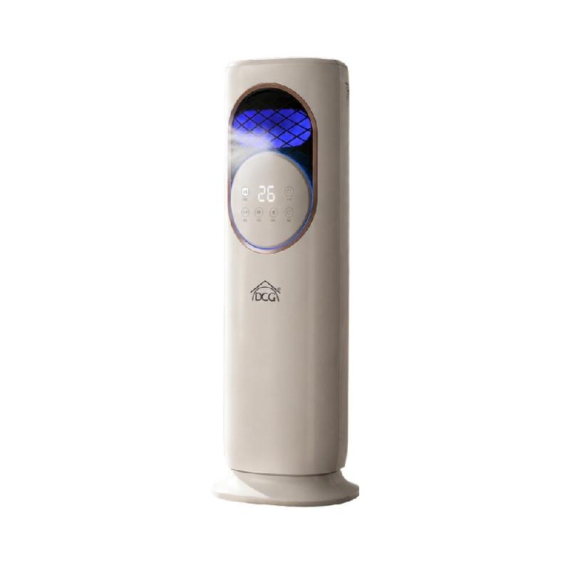Ventilateur brumisateur sur pied chaud/froid avec télécommande, 2 vitesses, 3 litres, écran tactile LED, rotation à 120°, colonne sur pied - blan_0
