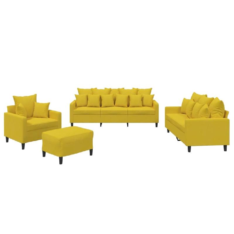 VidaXL Ensemble de canapés 4 pcs avec coussins Jaune Velours Modèle AbriBotanique 86 - 3201696_0