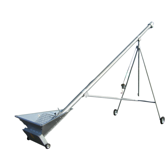 Vis à grains galvanisée sur chariot mobile avec trémie triangulaire 1150mm - 6m / 150mm - ajustable avec treuil_0