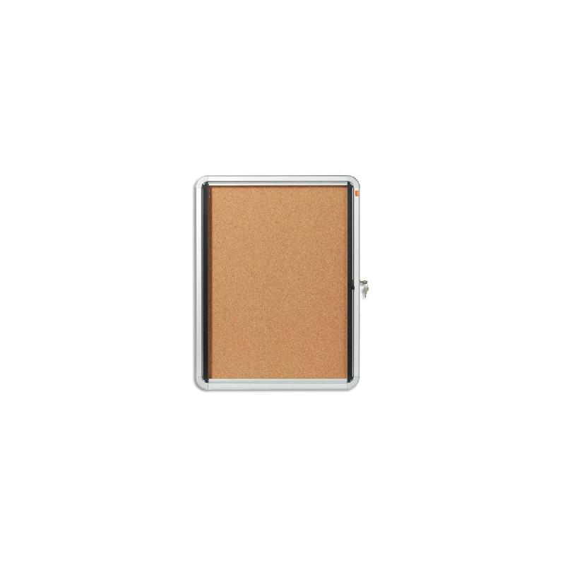 VITRINE D'INTERIEUR NOBO - FERMETURE A CLE - FOND LIEGE - CAPACITE 4 FEUILLES - A4