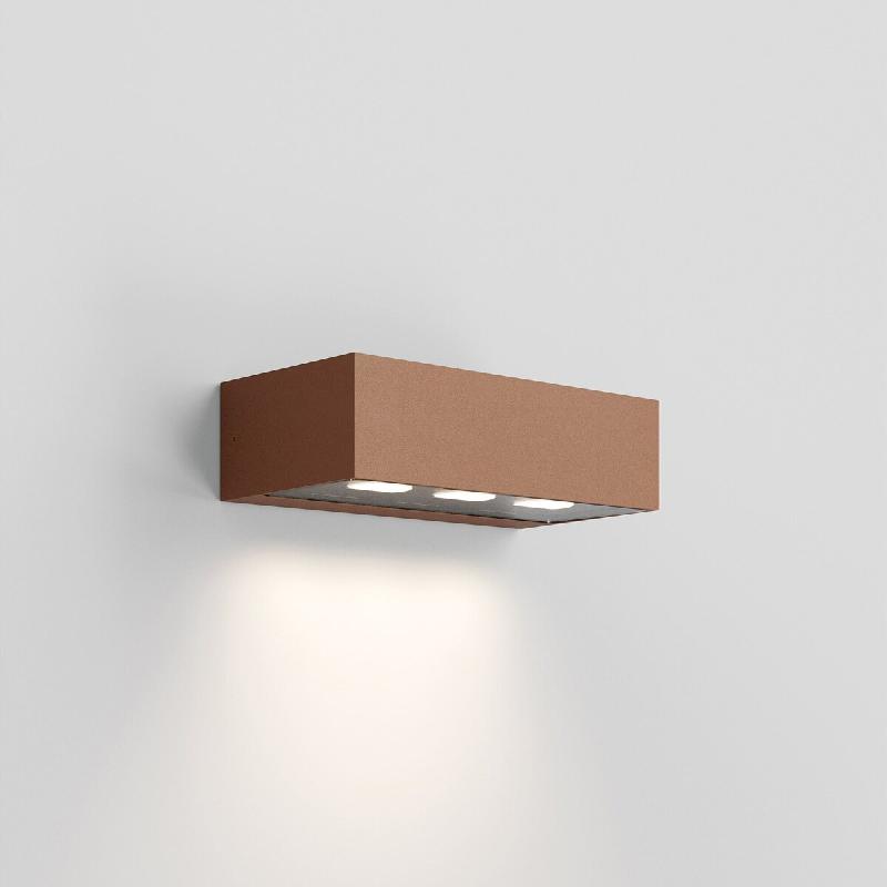 Zafferano Applique Forward 3 Lumières Asymétrique En Aluminium Corten, Led 15.5W 3000K, Indice De Protection Ip54 Pour Éclairage Extérieur Profess_0