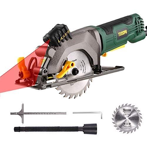 TECCPO TAMS24P - Mini scie circulaire 480 W avec laser, lame Ø115 mm, vitesse 3500 tr/min_0
