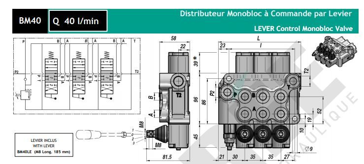 Bm40618 - distributeur hydraulique - perée - monobloc q 40 l/min_0
