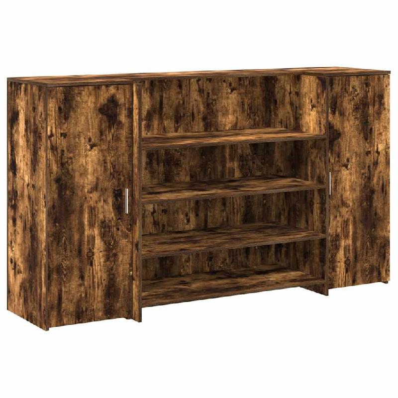 Bureau de réception chêne fumé 180x50x103,5cm bois d'ingénierie Modèle Atlas Master Bois - 8721158629449_0