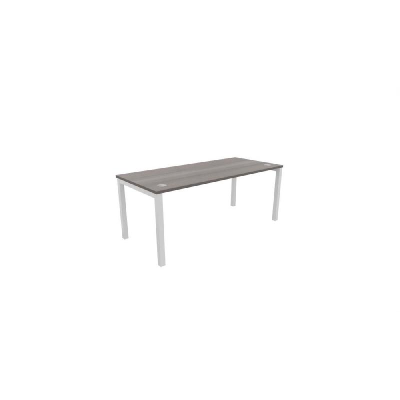 BUREAU DROIT BUROCOLOR AVEC OBTURATEUR L.180 X P.80 X H.72 CM - PLATEAU CEDRE - PIEDS BLANC
