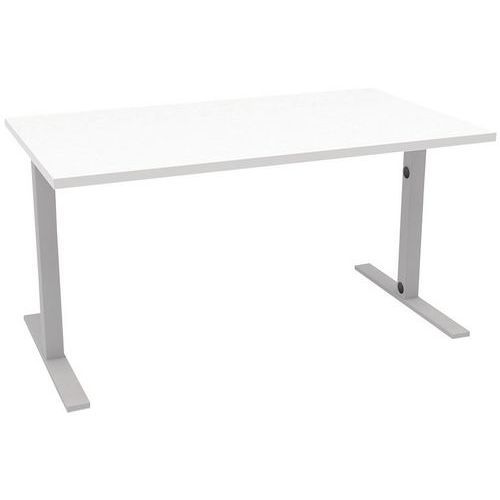 BUREAU L.140XP.80CM IDEA PIED TUBE BLANC/ALUMINIUM - QUADRIFOGLIO