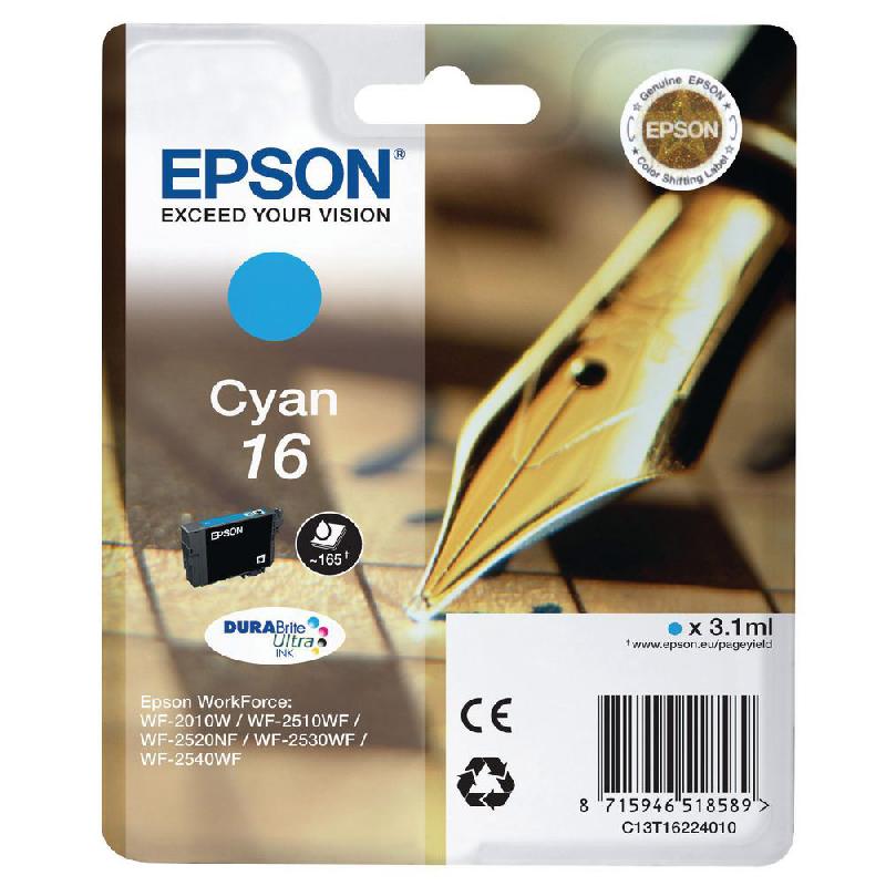 CARTOUCHE EPSON T1622 - CYAN - 165 PAGES