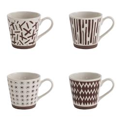 Coffret de 4 tasses 18cl Fidji Terra -  Décoré Rond Grès Table Passion - multicolore Grès 3106232781254_0