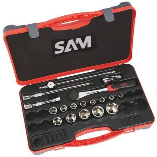 COMPOSITION DE 18 OUTILS 1/2 POUCE EN COFFRET - SAM