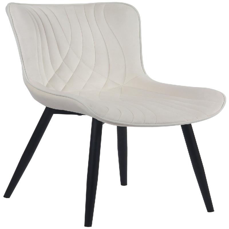 Décoshop26 - Chaise de salle à manger x1 coutures décoratives en velours crème et pieds en métal noir 10_0002182 - beige métal 3000250877770_0