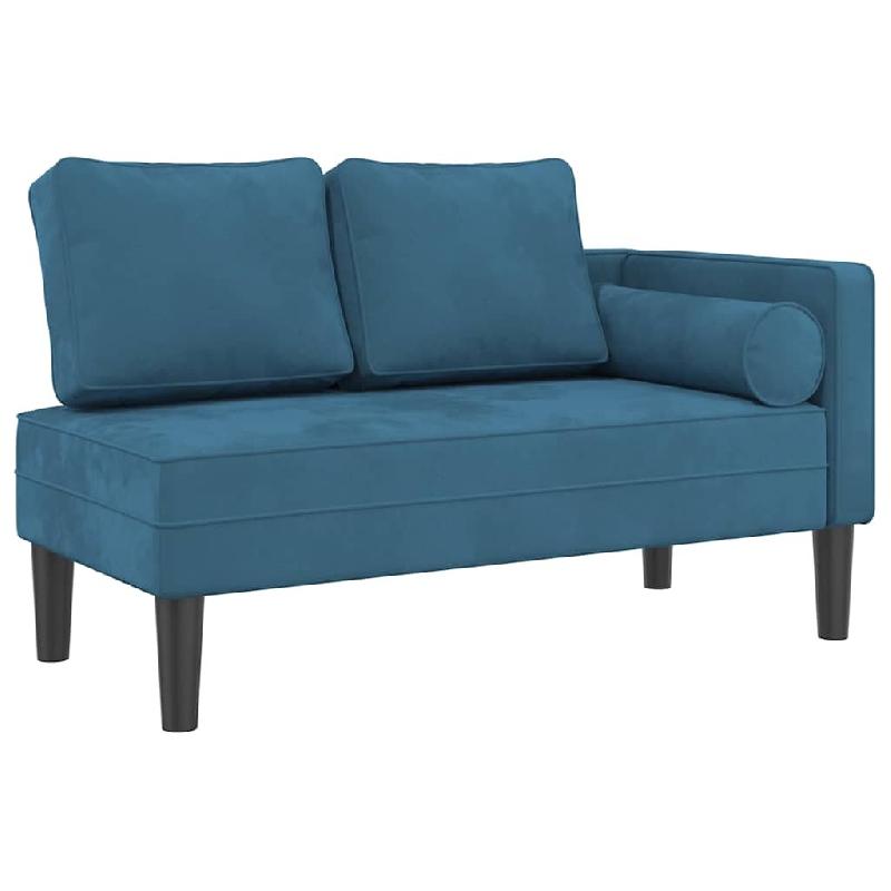 Décoshop26 - Méridienne chaise longue canapé pour intérieur avec coussins en velours bleu DEC026063 - bleu 3000255602056_0