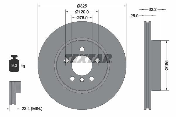 Disque de frein ventilé Textar 92141503 - boîte de 1 unité_0