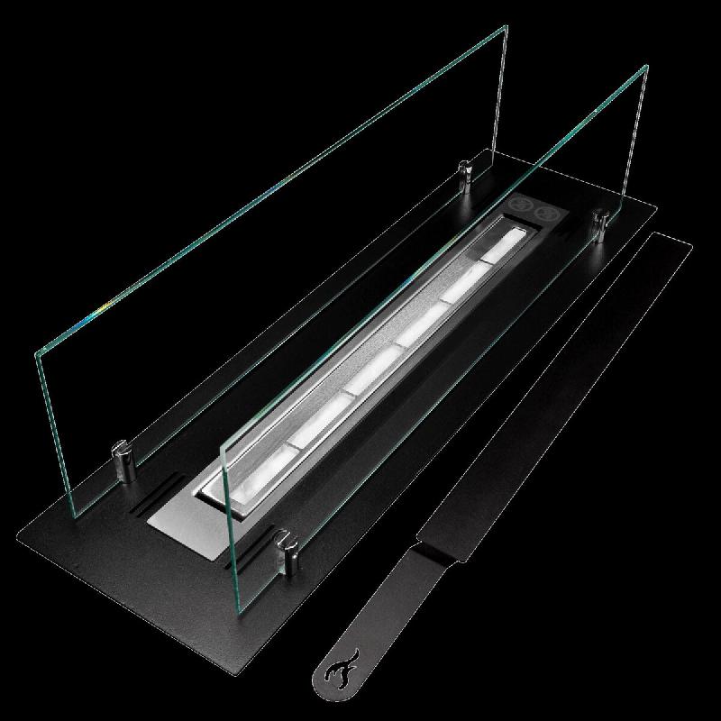 Divina Fire Brûleur pour cheminée au bioéthanol bio-cheminée en acier avec vitres de 65 cm - noir 8056157806059_0