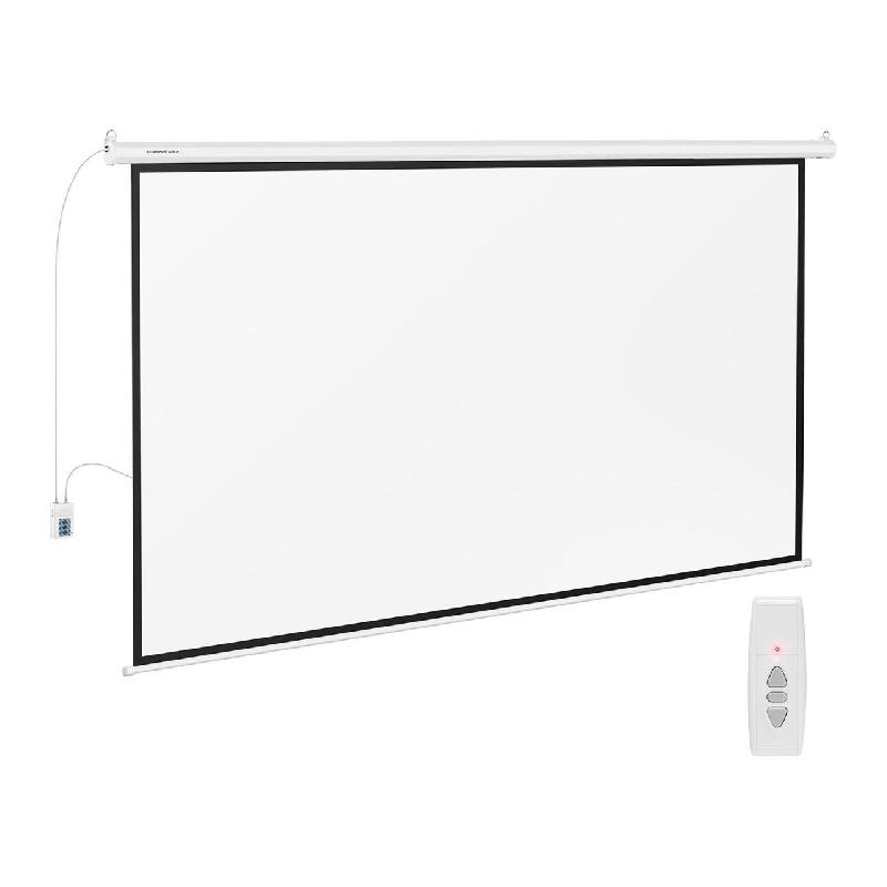Écran de projection motorisé 302 x 201 cm 16:9 avec télécommande - Plastique PVC 3 couches - Réf. 14_0001454_0