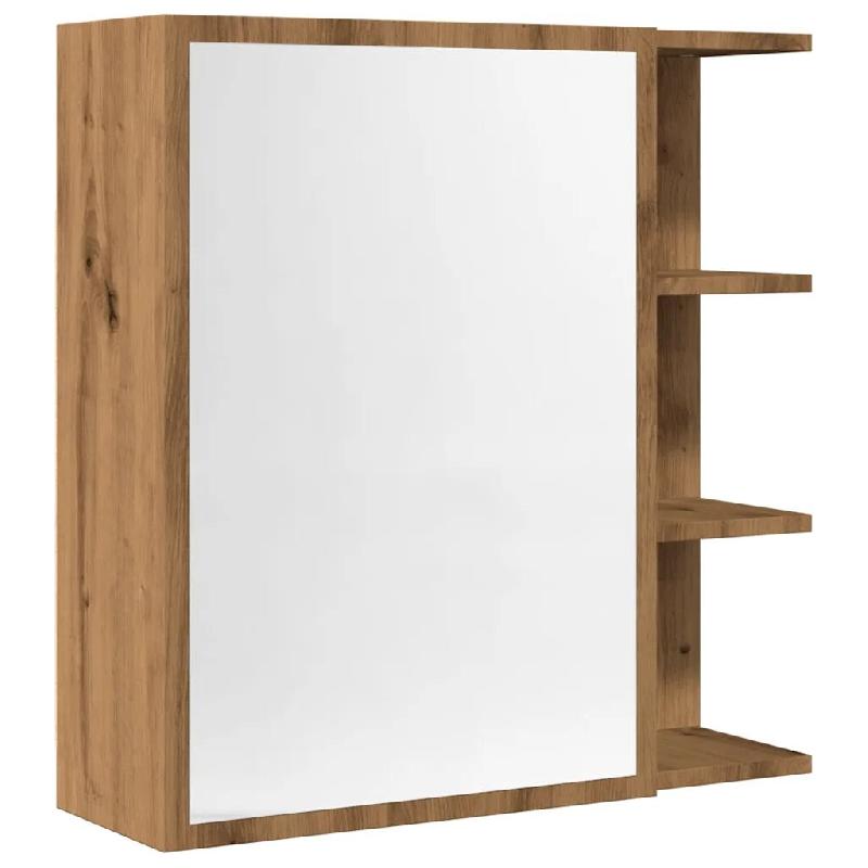 Helloshop26 - Armoire à miroir murale moderne 62,5 x 20,5 x 64 cm avec grand espace de rangement déco salle de bain en bois chêne 02_0050784 - verr_0