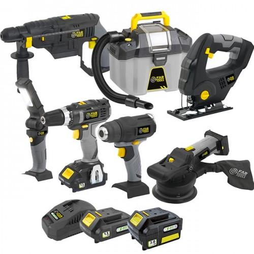 KIT 7 MACHINES OUTILLAGE 18V + BATTERIES 1,5AH + CHARGEUR FARTOOLS