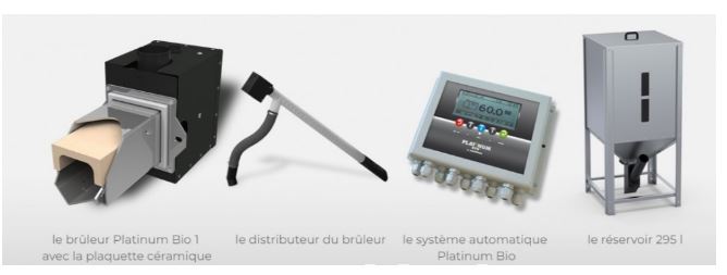 KIT BRULEUR GRANULÉS 24 KW PLATINUM BIO1 + CHARGEUR MOTORISÉ + RÉGULATEUR ÉLECTRONIQUE + SILO 290 L_0