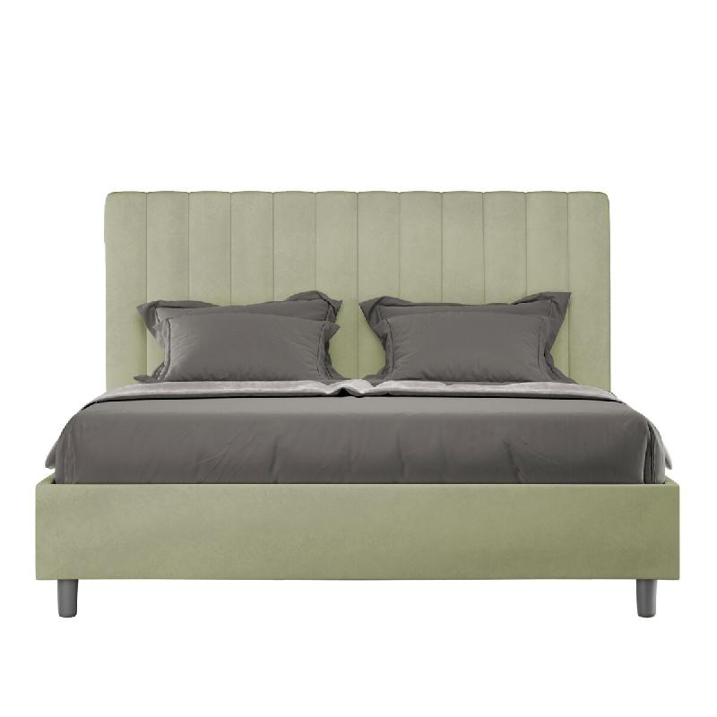 Lit Coffre Surélevé Double Capitonné Microfibre Thé Vert Agueda 160X190 - vert VE1619AGUE017-CT-TR_0